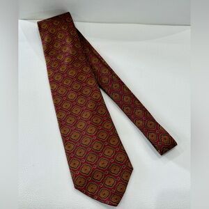 Brooks Brothers Makers Designer Necktie Burgundy Geometric Silk Made USA Italy